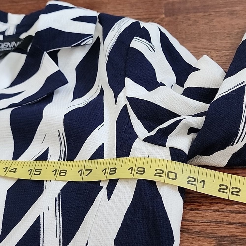 Dennis by Dennis Basso Blazer Womens 10 Navy Blue White Diamond Print Jacket - Picture 7 of 11